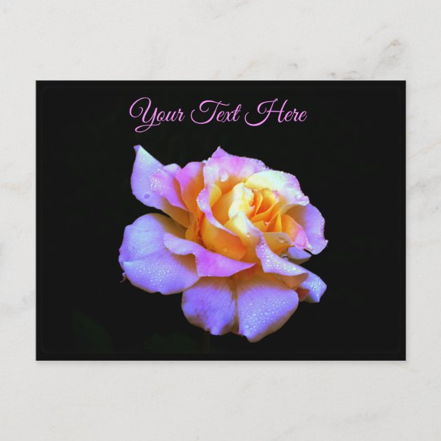 Pink Tie Dyed Rose Postcard *customize* (Front)