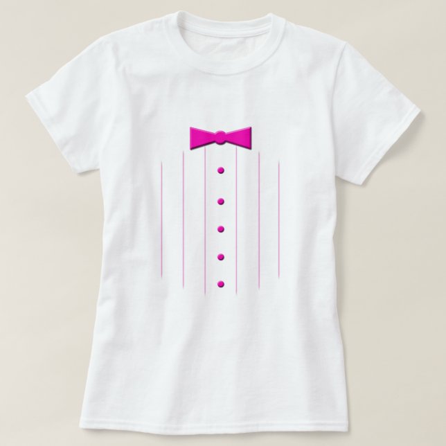 Pink tie tuxedo T-Shirt (Design Front)