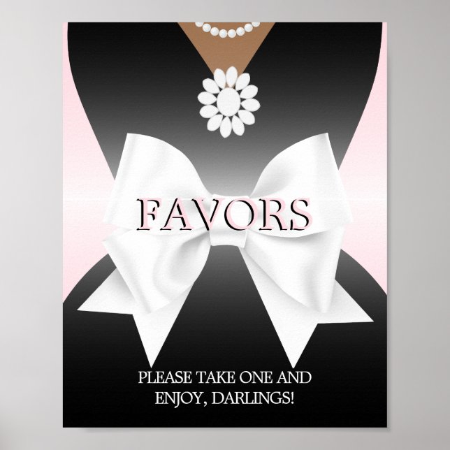 Pink Tiffany Baby Shower Favors Sign Poster (Front)
