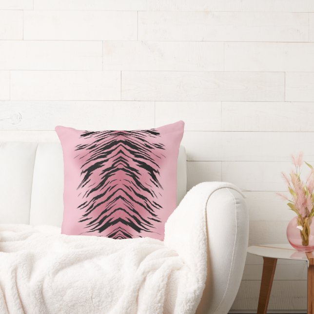Pink Tiger Abstract Throw Pillow (Couch)