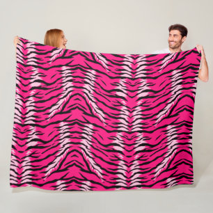 Pink Tiger Animal Skin Pattern Design  Fleece Blanket