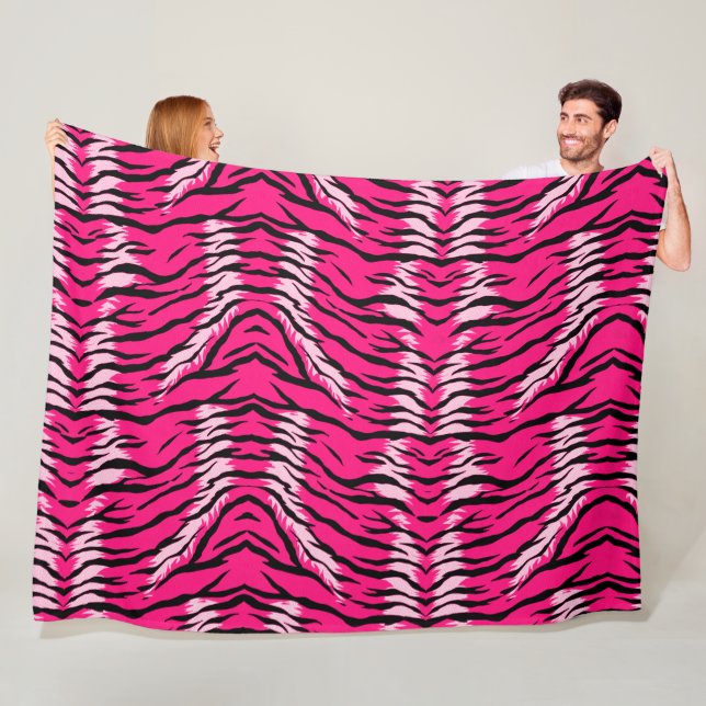 Pink Tiger Animal Skin Pattern Design  Fleece Blanket (In Situ)