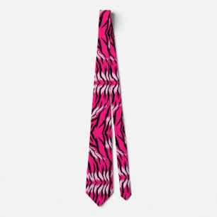 Pink Tiger Animal Skin Pattern Design Neck Tie