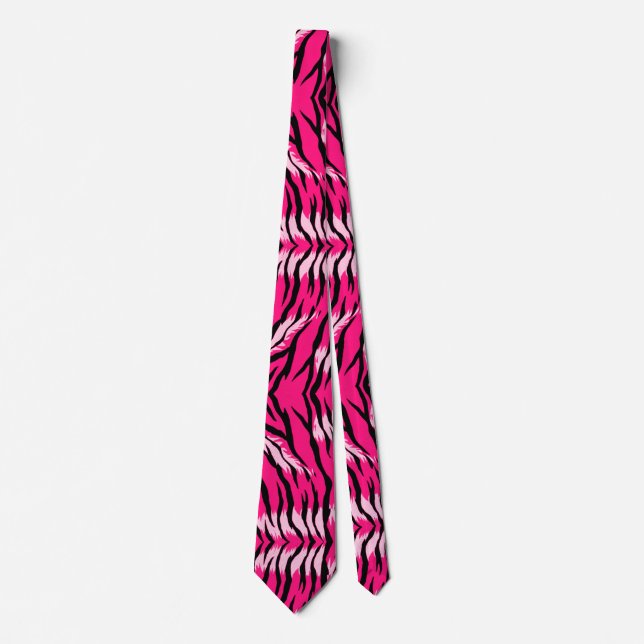 Pink Tiger Animal Skin Pattern Design  Neck Tie (Front)