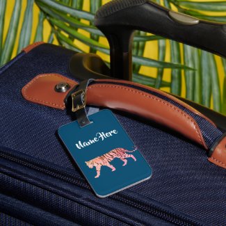 Pink Tiger  Custom Luggage Tag