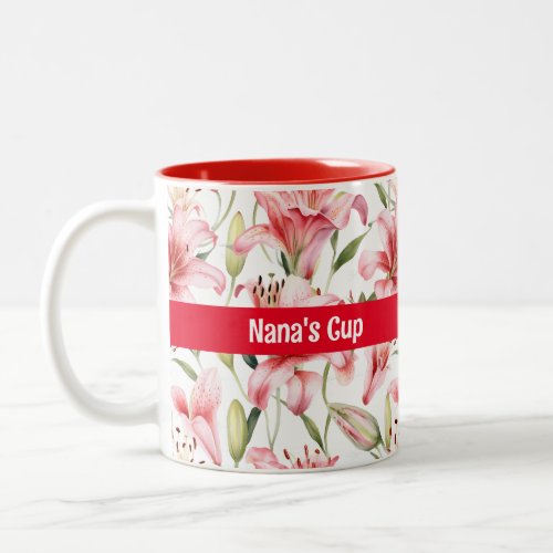 Pink Tiger Lilies Two_Tone Coffee Mug