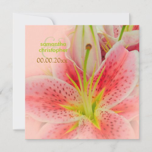 Pink tiger lily/wedding Invitations