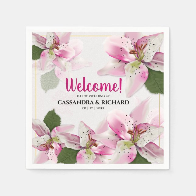 Pink Tiger Lily | Wedding Napkins (Front)