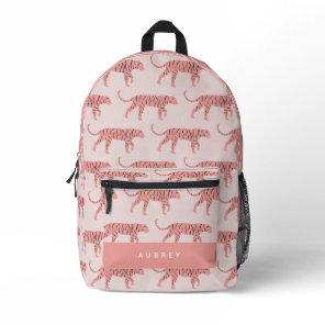 Pink Tiger Pattern Pink Printed Backpack