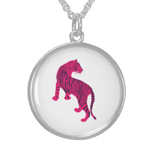 Pink tiger sterling silver necklace