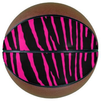 Pink Tiger Stripes Basketball by BlakCircleGirl at Zazzle