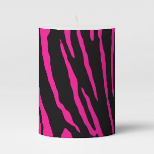 Pink Tiger Stripes Pillar Candle