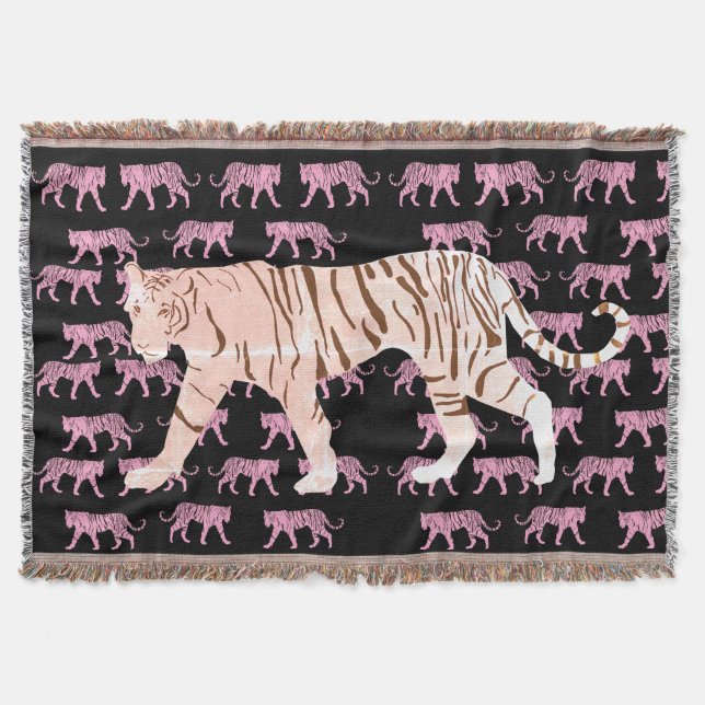 Pink Tiger Throw Blanket (Front)