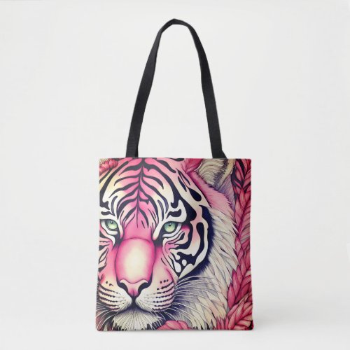 Pink tiger tiger face tote bag