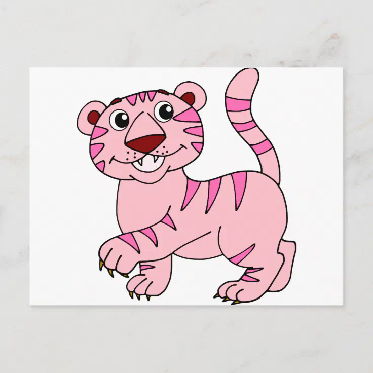 Pink Tiger Wild Animal Yet Super Cute Postcard | Zazzle