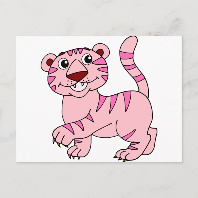 Pink Tiger Wild Animal Yet Super Cute Postcard (Front)