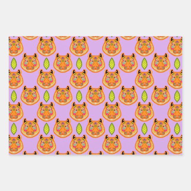 Pink Tiger Wrapping Paper Sheets (Front)