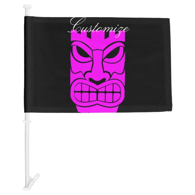 Pink Tiki Sculpture Thunder_Cove Car Flag (Front)