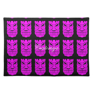 Pink Tiki Sculpture Thunder_Cove Cloth Placemat