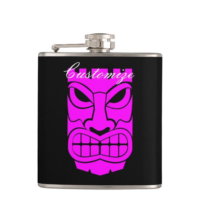 Pink Tiki Sculpture Thunder_Cove Flask (Front)