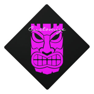 Pink Tiki Sculpture Thunder_Cove Graduation Cap Topper