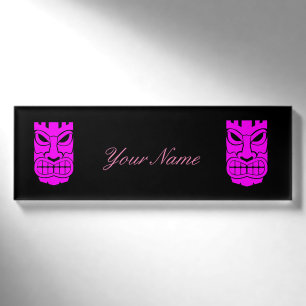 Pink Tiki Sculpture Thunder_Cove Name Tag