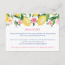 Pink Tile Italian Lemons Baby Girl Shower Registry Enclosure Card