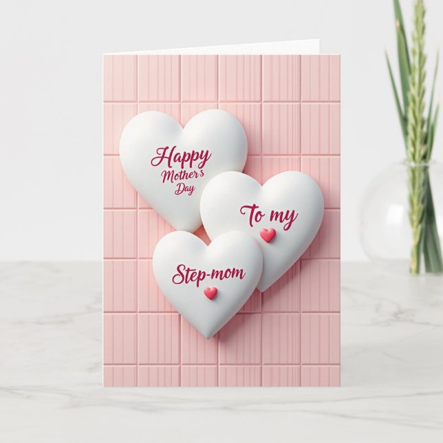 Pink Tiles Stepmom Day Card (Front)