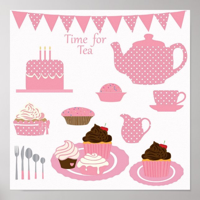 Pink Time for Tea Poster (Front)