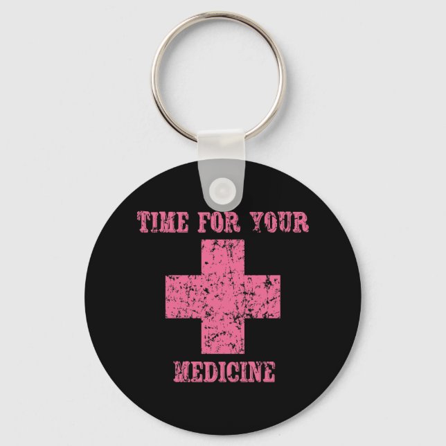 Pink Time for your Medicine Keychain (Front)