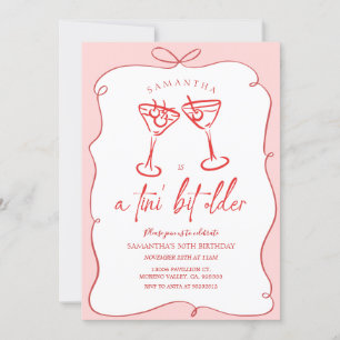Pink Tini Bit Older Cherry Adult Birthday Party Invitation