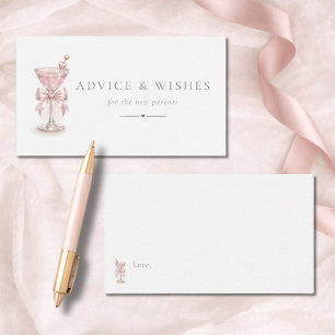 Pink Tini Girl Baby Shower Advice For Parents Mom Enclosure Card