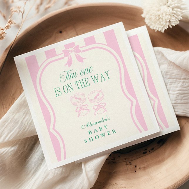 Pink Tini One Is On The Way Baby Shower Napkins (Creator Uploaded)