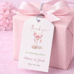 Pink Tini One Theme For Her Baby Shower Thank You Gift Tags