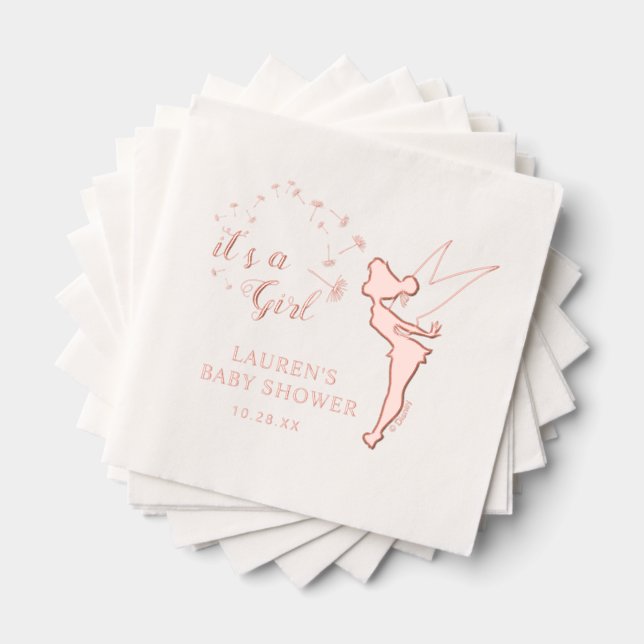 Pink Tinker Bell Baby Shower Foil Napkins (Insitu (Stacked))
