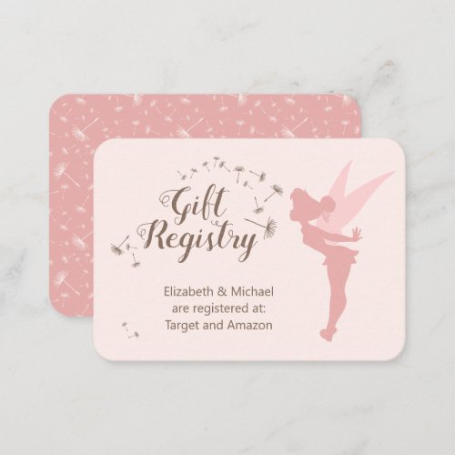 Pink Tinker Bell Baby Shower Gift Registry Enclosure Card