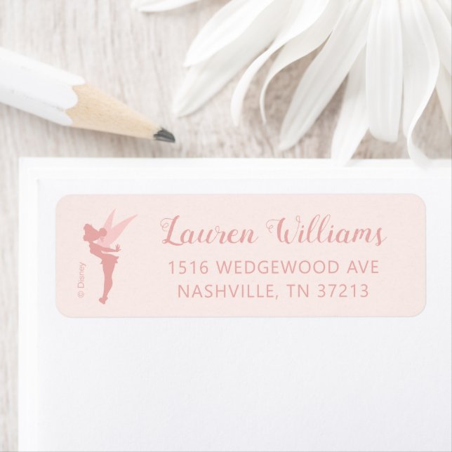 Pink Tinker Bell Baby Shower Label (Insitu)