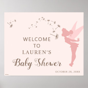 Pink Tinker Bell Baby Shower Welcome Sign