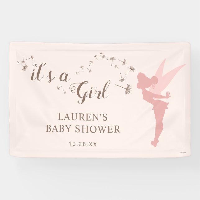 Pink Tinker Bell Girl Baby Shower Banner (Horizontal)