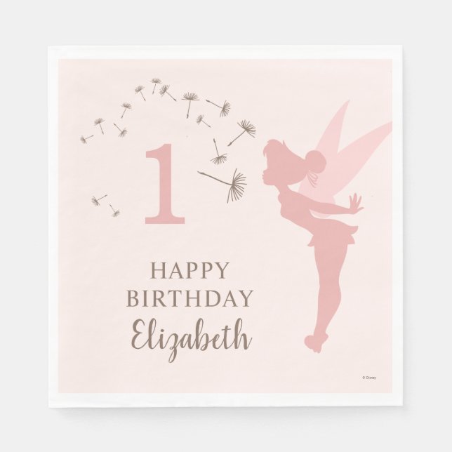 Pink Tinker Bell Girl Birthday Napkins (Front)