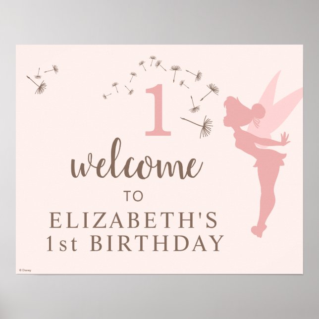 Pink Tinker Bell Girl Birthday Poster (Front)