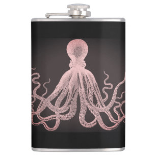 Pink Tint Octopus Illustration Flask