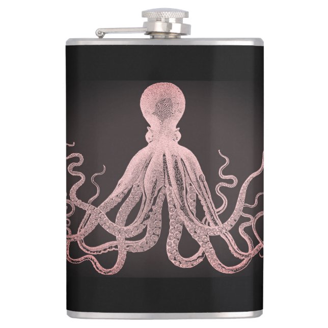 Pink Tint Octopus Illustration Flask (Front)