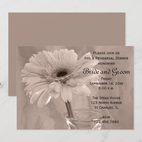 Pink Tinted Daisy Rehearsal Dinner Invitation