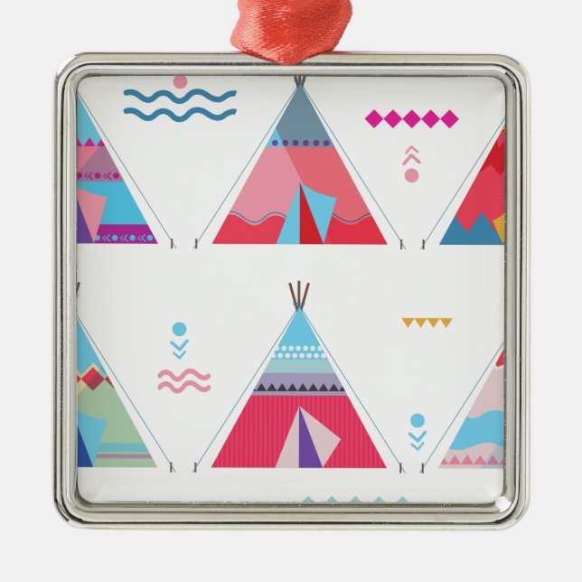 pink tipi metal ornament (Front)