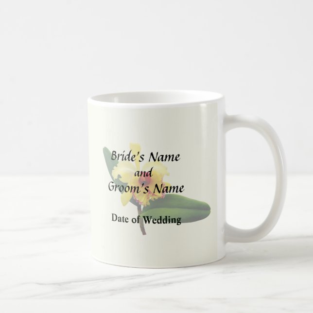 Pink Tipped Yellow Orchid Wedding Products Coffee Mug (Right)