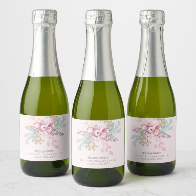 Pink Tis The Season Mini Champagne Labels (Bottles)