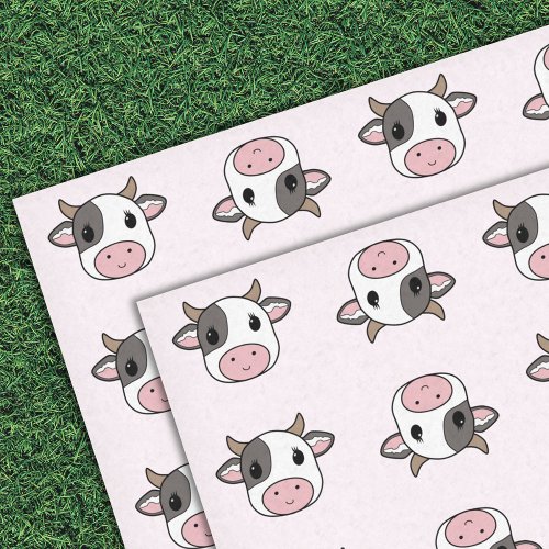 Pink Tissue Paper with Cute Cow pattern