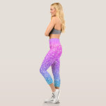 Pink to blue faux glitter ombre texture capri leggings<br><div class="desc">Pink to blue ombre faux glitter texture background.</div>