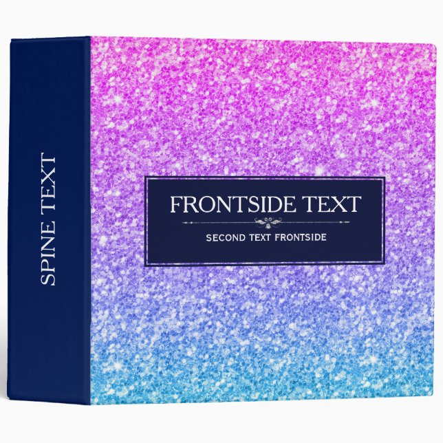 Pink To Blue Gradation Glitter Texture Binder (Front/Spine)